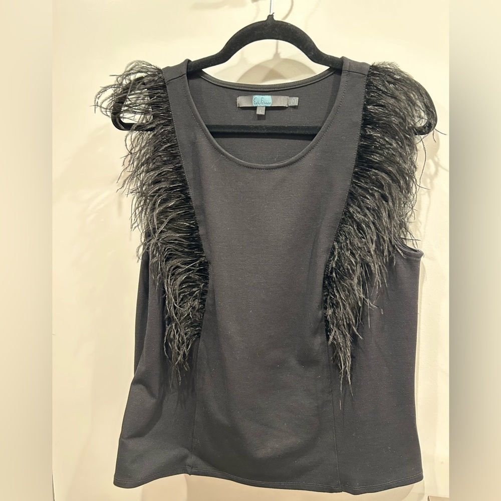 Eva Franco Black Feather Top